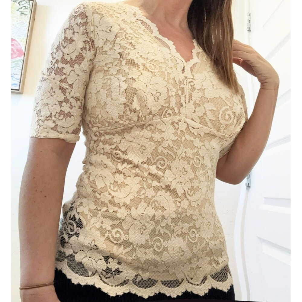 NWT Cabi Top Cream Ivory Lace Babydoll Vintage Y2K Romantic Fairy Grunge M